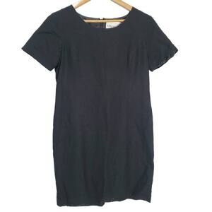 Adolfo Studio Vintage Dress Women Size 6P Black Linen Y2K Friends Whimsygoth LBD